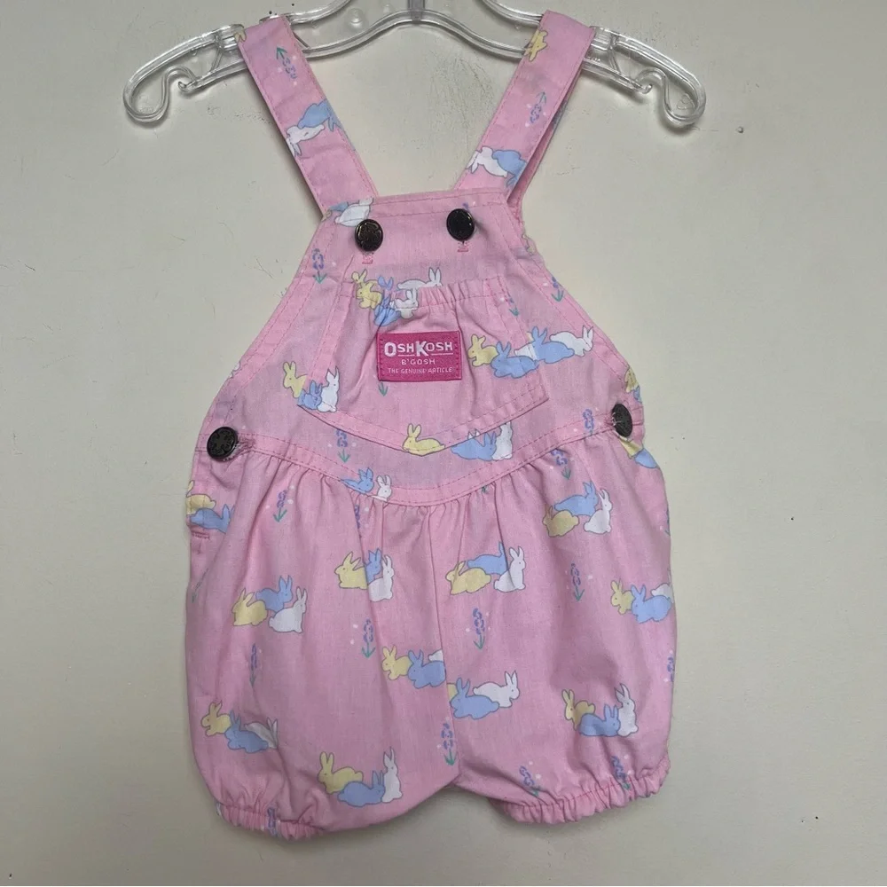 OshKosh‎ Bubble Romper VINTAGE Bunnies Rabbits Print USA Union Label 6-9M RARE!